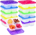 Ruisita 10 Pieces 4-Compartment Snack Bento Box Reusable Lunch Box Divided Food Storage Containers with Lids Portion Control Meal Prep Container for School, Work and Travel, White