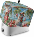 Christmas 4 Slice Toaster Cover Hawaii Snowman Beach Flamingo Flower Tree Small Appliance Cover Toaster Dustproof Fingerprint Protectors Machine Washable, Large Size Bread Machine Cover