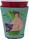 Caroline's Treasures 8345RSC Black Haired Merman Red Cup Hugger Cup Cooler Sleeve Hugger Machine Washable Drink Sleeve Hugger Collapsible Insulator Beverage Insulated Holder