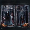 VEKDA 2 Pack Halloween Window Cover Creepy Female Ghost Curtain Scary Halloween Decorations Outdoor