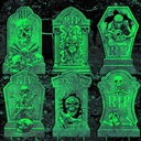 Halloween Decorations Tombstones Yard Sign,6Pcs Luminous Rip Halloween Gravestones With 13.7'' Stake Large Graveyard Glow In The Dark Headstone Signs For Outdoor Yard Lawn Garden Cemetery Scary Decor