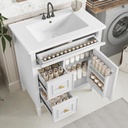 30 in Bathroom Vanity with Sink and Soft Closing Doors,Solid Wood & MDF Modern Single Bathroom Sink Cabinet with Doors and Flip-Out Drawers,Freestanding (White)