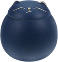 Luxshiny Coffee Containers Cat Tea Jar, Ceramic Tea Canister Cat Treat Jar Airtight Food Storage Jar Ceramic Kitchen Canisters for Home (Blue) Coffee Container