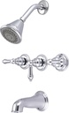 Central Brass 8968-B1 Brass Four Function Showerhead Three Handle Tube & Shower Set in Chrome