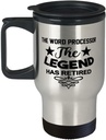 Word Processor Travel Mug, The Legend Has Retired, Word Processor Silver Mug Stainless Steel, 14oz Tumbler Cup