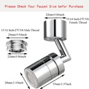 720 Degree Swivel Kitchen Sink Faucet Aerator, Dual Function Filter Faucet Head, 720 Rotating Faucet Extender for Bathroom, Flexible Faucet Sprayer Attachment