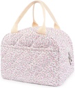 Cotton Quilted Insulated Lunch Bag, Cute Quilted Floral Tote Bags Reusable Lunch Box Coquette Aesthetic Large Capacity Insulated Cooler for Women Work Travel Picnic (Pink)