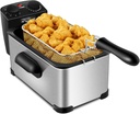 ORALNER Deep Fryer with Basket, Electric Deep Frying 12 Cups Oil Fryer w/View Window, Cool Touch Handle, Timer, Adjustable Temperature Home Deep Fat Fryers, Silver (3.2 QT)