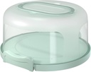 Round Cake Carrier Two Sided Cake Holder Serves as Five Section Serving Tray, Portable Fits 10 inch Cake, Box Comes With Handle, Container Holds Pies (Green)