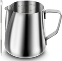 Milk Frothing Pitcher, Espresso Steaming Pitcher 12oz,Espresso Machine Accessories,Stainless Steel Milk Coffee Cappuccino Barista Steam Pitchers Milk Jug Cup with Decorating Pen Latte Art