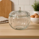 Glass Pumpkin Candy Jar with Lid, Clear Crystal, Halloween Autumn Fall Decor, Decorative Storage Container for Treats, Seasonal Kitchen Display