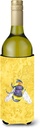 Caroline's Treasures 8852LITERK Bee on Yellow Wine Bottle Hugger Bottle Cooler Sleeve Hugger Machine Washable Collapsible Insulator Beverage Insulated Holder
