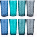 KX-WARE 18-ounce Acrylic Highball Glasses Plastic Tumbler, set of 8 Multicolor
