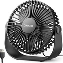 Gaiatop USB Desk Fan, 3 Speeds Strong Airflow, 5.5 Inch Portable 90° Rotate Quiet Cooling, Small Personal Table Fans for Bedroom Home Office Travel Black