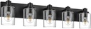 5 Light Bathroom Vanity Lights, Bathroom Lighting Fixtures over Mirror with Clear Glass Shades, Black Vanity Light For Bathoom, Modern Wall Sconces Vanity Lighting Fixture for Bathroom Hallway