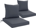 24x24 Inch Outdoor Cushions for Patio Furniture Set of 2, Waterproof Outdoor Chair Cushions w/Fade-Resistant, Removable & Machine-Washable Covers, Deep Seat Sofa/Couch Pads Replacement, Dark Grey