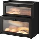 FILWH Bread Box for Kitchen Countertop Double Layer Large Corner Bread Box Capacity Bread Storage Bin Farmhouse Breadbox Container Organizer Cabinet Cupboard Black