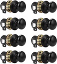 Probrico Passage Door Knobs Without Key Inside Black Closet Interior Keyless Door Knob No-Locking Door Handles 8 Pack