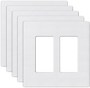 ELEGRP 2-Gang Screwless Decorative Wall Plates, Mid-Size 4.88" height x 4.94" length Unbreakable Thermoplastic Faceplate Cover for Decorator Receptacle Outlet & Switch, UL Listed (5 Pack, Matte White)