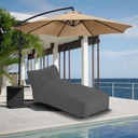 Outdoor Chaise Lounge Chair, Sunbed UV Resistant Sofa Couch Patio Furniture Waterproof Outside Sunlounge Reclining Sunbathing Bed Comfy Single Chaise Daybed for Garden, Pool, Beach, Dark Gray