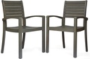 Watts Outdoor Acacia Wood Dining Chairs, Gray Finish (Set of 2)