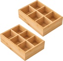 2 Pcs Wooden Tea Bag Organizers, Hot Tea Bag Holder Boxes, 6 Compartment Storage, Great for Tea Bags, Coffee Pods, Sugar Packets, Office & Kitchen Organization, 9.4 x 6.5 x 2.5