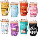 Meanplan 8 Pcs Book Club Gifts Bulk Book Lover Gifts Iced Coffee Sleeve for Iced & Hot Drinks Cold Beverage Cooler Compatible Coffee Accessories for Bookworm Teacher Librarian