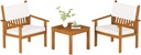 3 Pieces Acacia Wood Conversation Set Patio Furniture Outdoor Bistro Set Conversation CoffeeTable Chairs Set for 2 with Water-Resistant Cushions for Lawn Yard Garden Porch Balcony and Pool