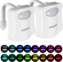 AUSAYE 2Pack Toilet Night Light, 16 Color Changing Motion Sensor Lamp, Fun Bathroom Toilet Bowl Nightlight,LED Christmas Gifts Stocking Stuffers for Kids Him Her Men Mom Father