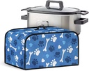 Dog Paw Pattern Slow Cooker Dust Cover for Crock Pot Stain Resistant Air Fryer Cover with Handle and Side Pockets for Storage Kitchen Appliance Accessories, Fit for 6-8 Quart Oval Slow Cooker