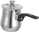 BESTOYARD Stainless Steel Turkish Coffee Pot 360ml with Lid Small Milk Warmer Kettle for Stovetop Brewing for Coffee Tea and Soup