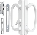 Offset Sliding Patio Door Handle Set with Mortise Lock | 45° Keyway | Fits 1-3/8" to 2" Doors | 3-15/16" Hole Spacing | Zinc Alloy | Non-Handed | Matte White Diecast
