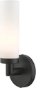 Livex Lighting 10103-04 Aero Collection ADA 1-Light Wall Sconce Light with Satin Opal White Glass Cylinder Shade, Black, 4.25 x 11