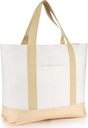 Canvas Tote Bag - 15 X 21 Inches Large Canvas Tote Bag For Women Reusable Cotton Grocery Bags With Handles Pockets For Men&Women Work Shopping School Beach Travel Diy Crafts (Yellow/Beige)