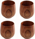 Wooden Cup Tea Cup, 4 Pack Natural Japanese Solid Wood Sake Cup Set, Small Coffee Mug, for Restaurant, Cafe Serving