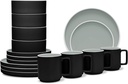 Noritake ColorTrio Graphite 16-Piece Stax Dinnerware Set, Service for 4