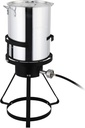 30 Qt Fryer Gas Fryer, Aluminum Seafood Deep Boiler Steamer, Outdoor Turkey Deep Fryer Pot Fish with 55,000 BTU Propane Gas Burner Stand Injector Thermometer Hose Round Tripod Stove Rack for Camping