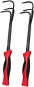 BESPORTBLE 2Pcs Garden Rake Set Soft Grip Handles Portable Mini Agricultural Rake for Lawn Care and Gardening Sturdy Steel Fork Tool for Soil Loosening and Weeding (Red Black)