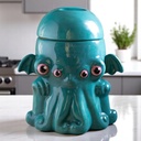 Pacific Giftware Cthulhu Kraken Cookie Jar Turquoise Ceramic Octopus Tentacle Decorative Storage Container for Cookies Treats Snacks Kitchen Counter Decor 7.5" H