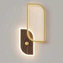 Gold Geometric Wall Light Fixture, Metal Wall Lamps with Imitation Wood Grain Color Accessories, Modern 26W LED Bedside Wall Sconce, Simple Corridor Background Wall Atmosphere Lamp