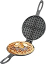 Cast Iron Waffle Maker for Stovetop or Grill, 7 inch Round Waffle Iron, Two Piece Hinged Non-Electric - Quick Heating, Easy Clean