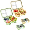 2 Pack Bento Lunch Box,Bento Box for Adults,29oz with 3 Compartments lunch box, for Trvael (Green & yellow)