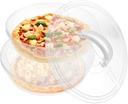 2 Pcs Clear Pie Containers With Lids and Handle, Round Plastic Pie Carrier Reusable Leftover Pizza Storage Container Box Double-Layer Food Tray with Cover for Cake Cookies Cheesecake Pastry