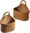 2pcs Hanging Vegetable Basket Woven Wall Storage Baskets for Kitchen Organization for Fruits Snacks and Cutlery Rustic Design