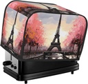 2 Slice Toaster Cover with Two Pockets for Storing knife Super Soft Appliance Cover Oil Painting Paris Eiffel Tower Dust Cover for Kitchen Small Oven Cover Kitchen Bread Machine Protector Cover