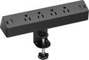 Desk Clamp Power Strip, 1875W Surge Protectors with 2 USB A, 2 USB C Ports, 4 AC Outlets, Desk Mount Charging Station, Fit 1.7 inch Tabletop Edge Thick, Desktop Outlets for Home Office.