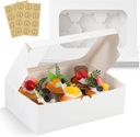 White Cupcake Boxes Holds 6 Standard Cupcake Container,50 Packs,Pastry and Bakery,9.4x6.1x3.14Inches Cookie Boxes with Window and Six Treat Holder for Birthday Holiday Party Bakery