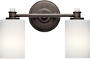 Kichler Joelson 14" 2 Light Vanity Light with Satin Etched Cased Opal and Clear Glass Accent Glass in Olde Bronze®
