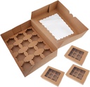 Zerodeko 4pcs Cupcake Boxes Inserts Dessert Containers for Birthday and Holiday Parties Made from Kraft Easy Assembly for Packaging and Displaying Treats