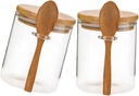 2pcs Airtight Glass Jars with Lids Spoon Clear Food Storage Canisters for Cookies Snacks and Pantry Organization Kitchen Containers